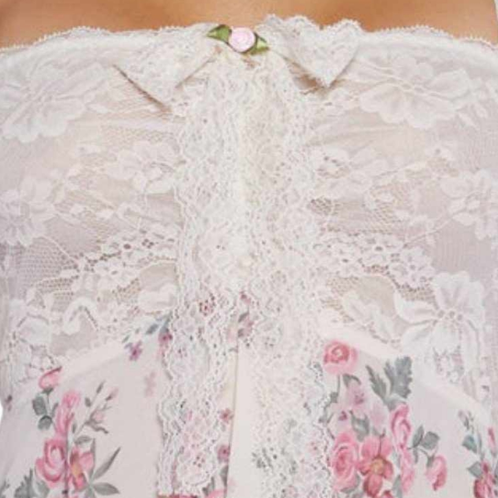 Dolls Kill × Current Mood Lacey Floral Lightweight Wide Strap Summer Dress (M) - Picture 9 of 10